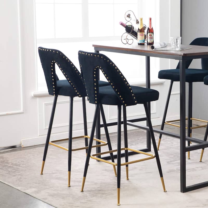 Modern Contemporary Velvet Upholstered 28" Bar Stool & Counter Stools